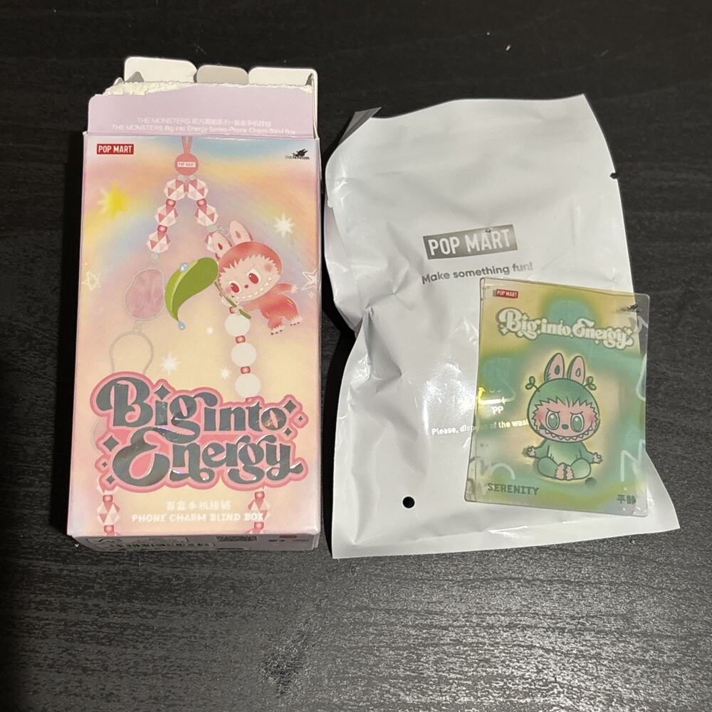 Pop Mart Labubu, The Monsters Big into Energy Serenity Phone Charm Green Lanyard